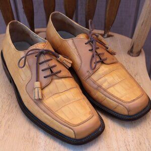 Florsheim Mens Dress Shoes Brown Leather Crocodile Print
